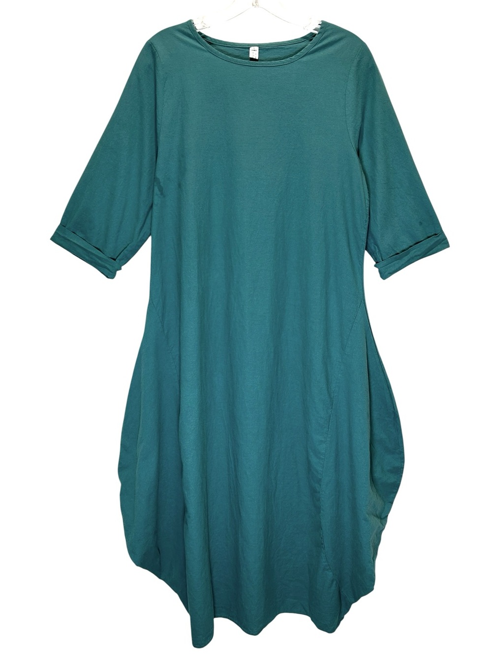 Depending on the Horizon Jade Green Cotton Lagenlook Pullover Midi Dress - Large - Picture 2 of 7
